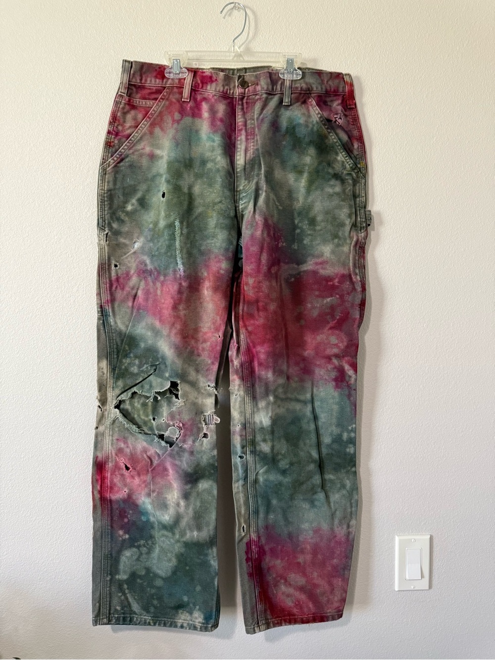 Carhartt Kids Tie-Dye Utility Jeans in Green and Pink